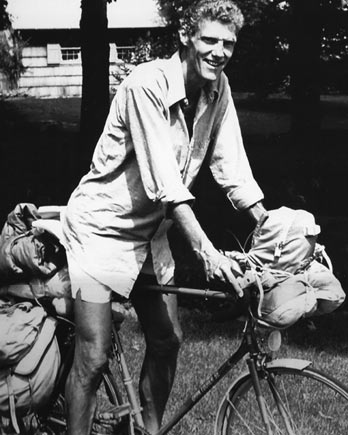 Leon Barkman on a bicycle