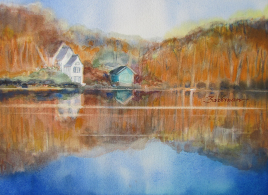Pat Barkman painting, "Chaple Pond Birches"