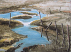 Pat Barkman painting, "Aproaching Tree Line on Ascent to Mt. Marcy"
