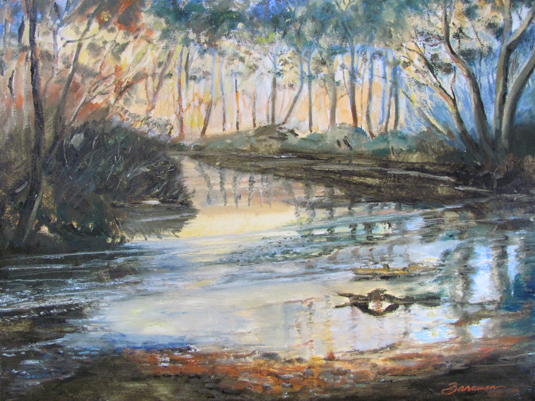 Pat Barkman painting, "MacNaughton Mountain from Wallface Ponds"