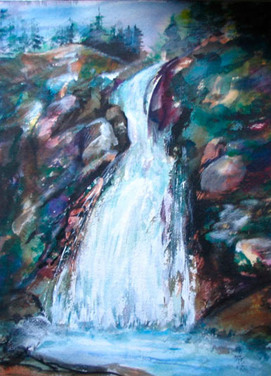 Pat Barkman, "Ellis Falls White Mountains, NH", oil painting